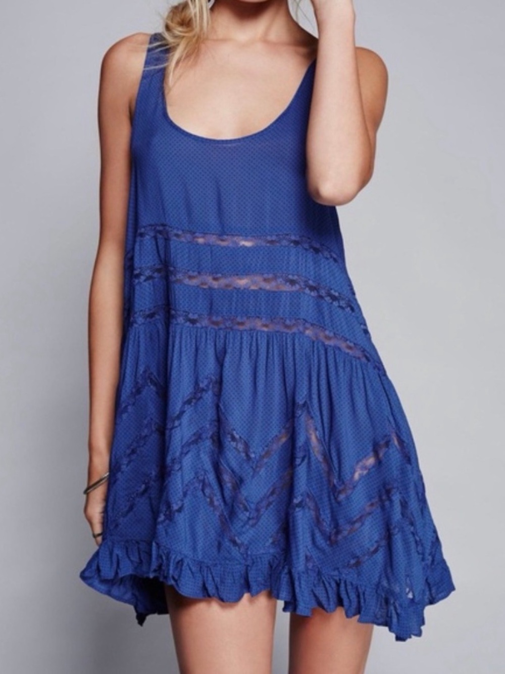 Free People Intimately Voile and Lace Trapeze Swing Mini Dress Size Small